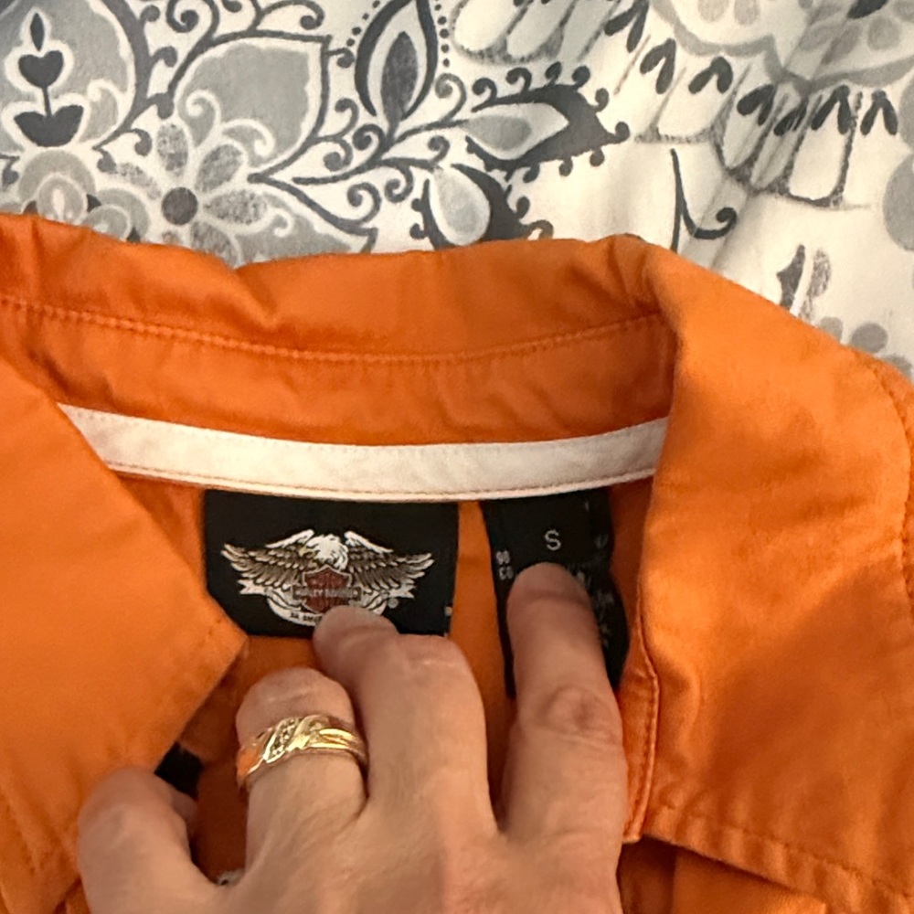 Harley-Davidson Orange and Black Women's Top - Picture 3 of 7